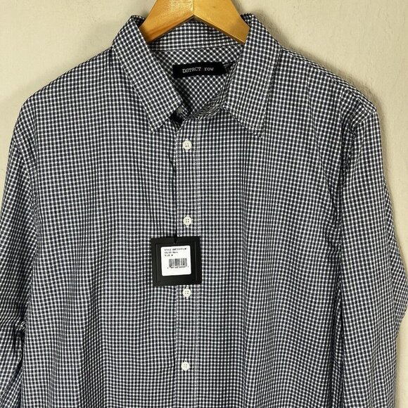 DSTRCT&Row Dress Shirt Long Sleeve White Blue Check Collared Size Medium NEW - Picture 2 of 10